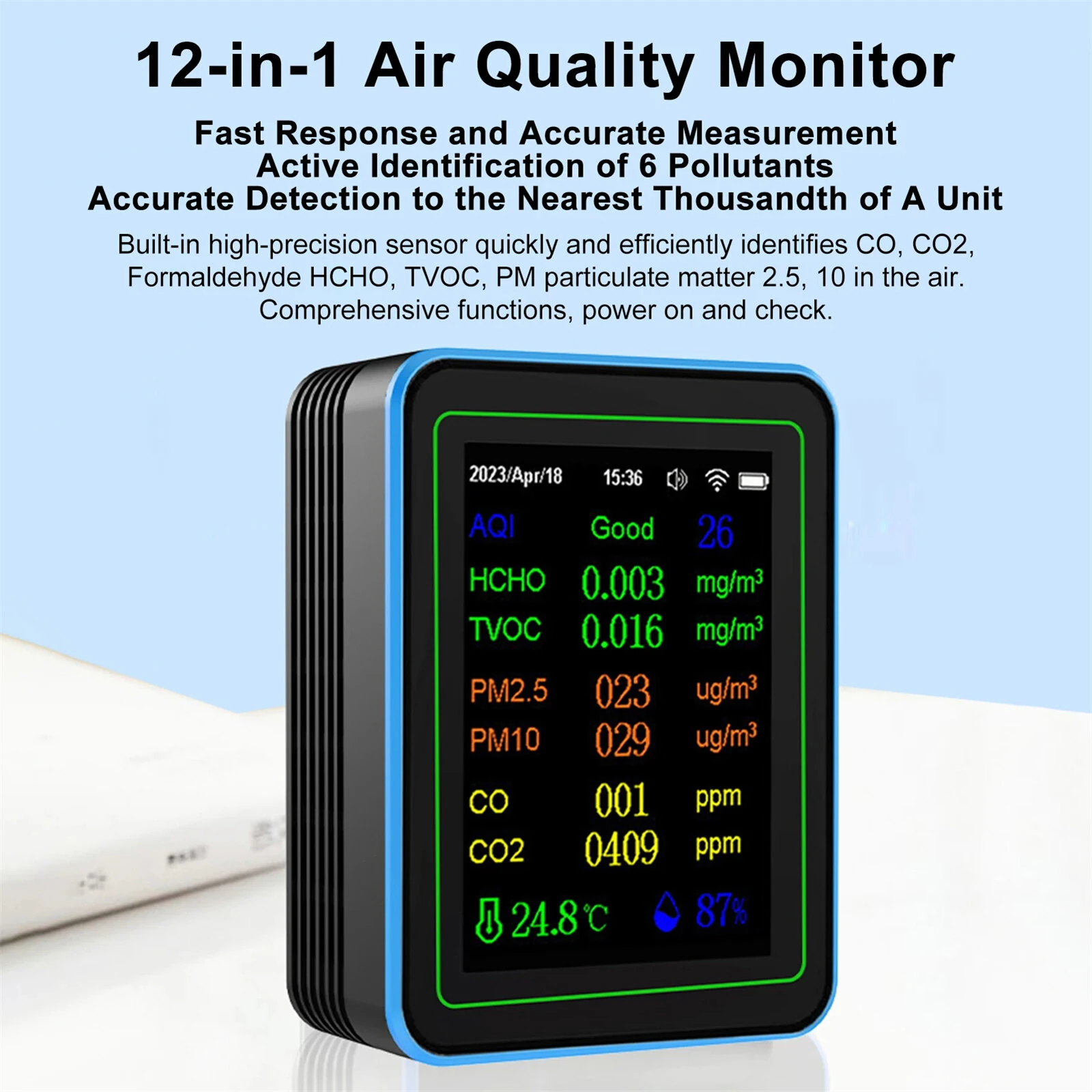 ZN-MT28 12-in-1 Air Quality Monitor | CO2, PM2.5, TVOC, Temp & Humidity | WiFi Smart APP - Image 2