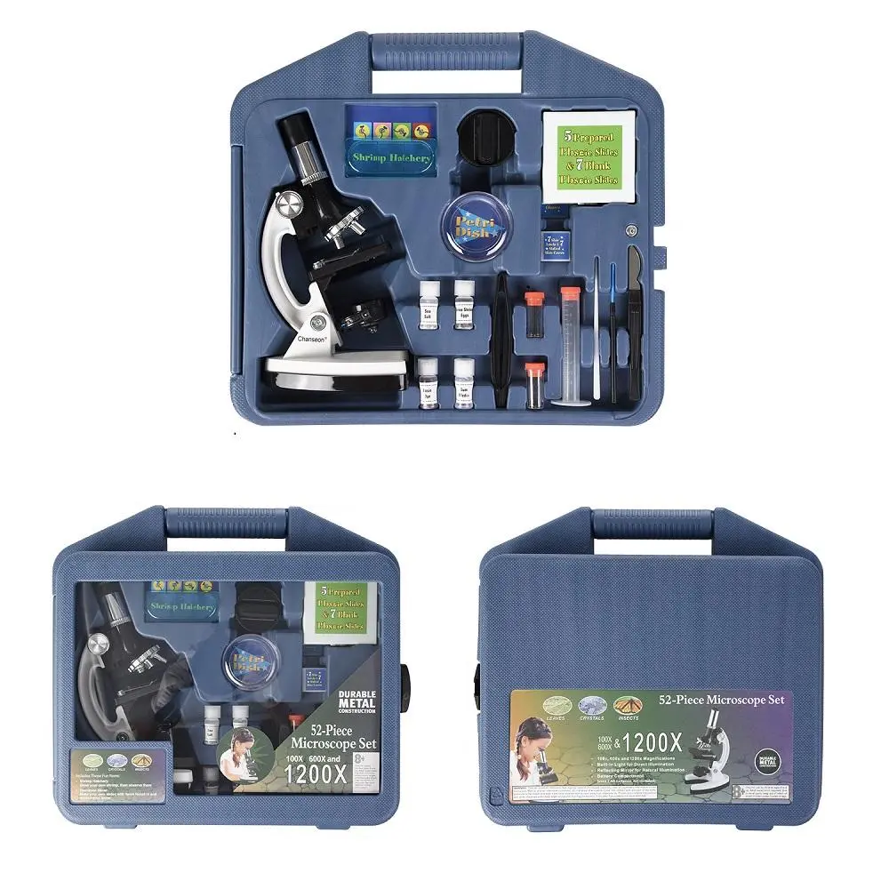 AmScope Kids Beginner Microscope - 100X-1200X Metal Body with Phone Adapter & Slides - Image 4