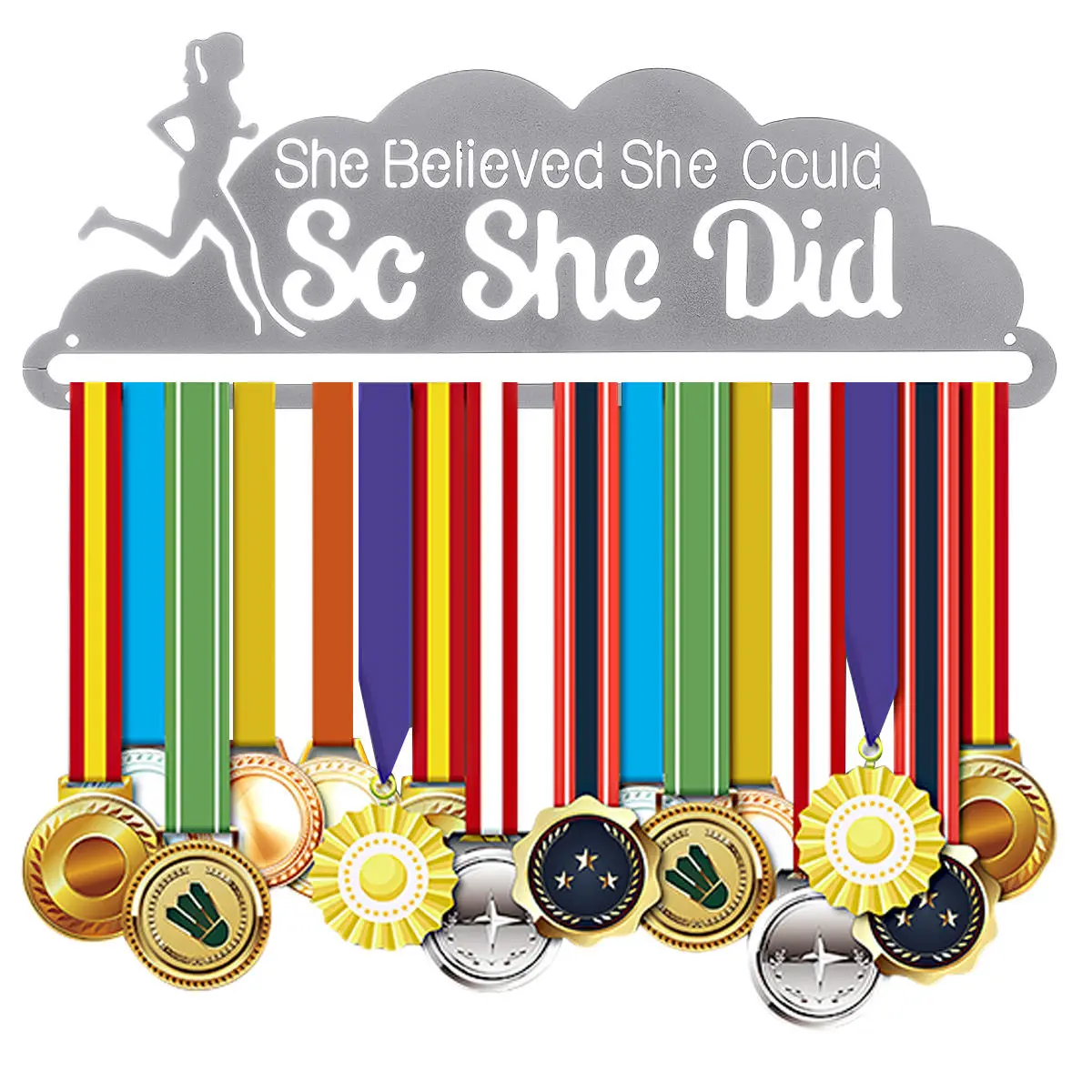 Running Medal Hanger Display Rack - 400x158mm Steel Sport Medals Holder Decor - Image 3