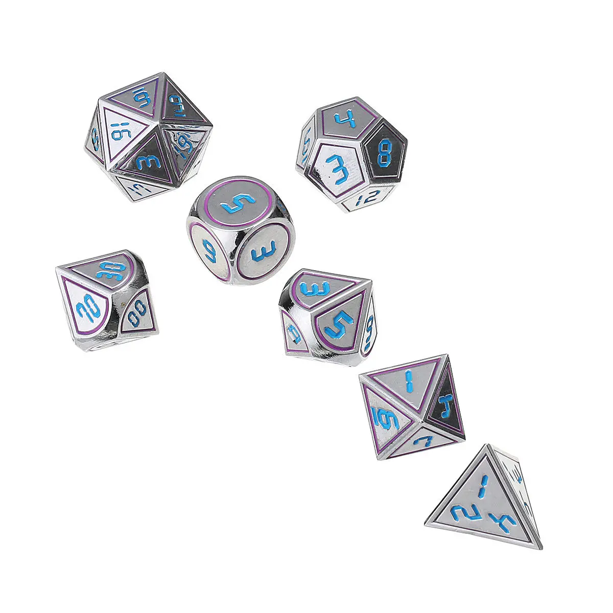 7Pcs Double Color Metal Polyhedral Dice Set | For DnD TTRPG & Children's Number Education - Image 3