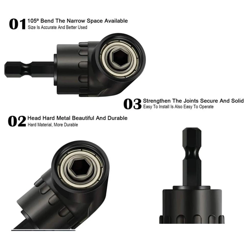 Drillpro 105 Degree Right Angle Driver - 1/4 Inch Hex Drill Bit & Screwdriver - Image 3