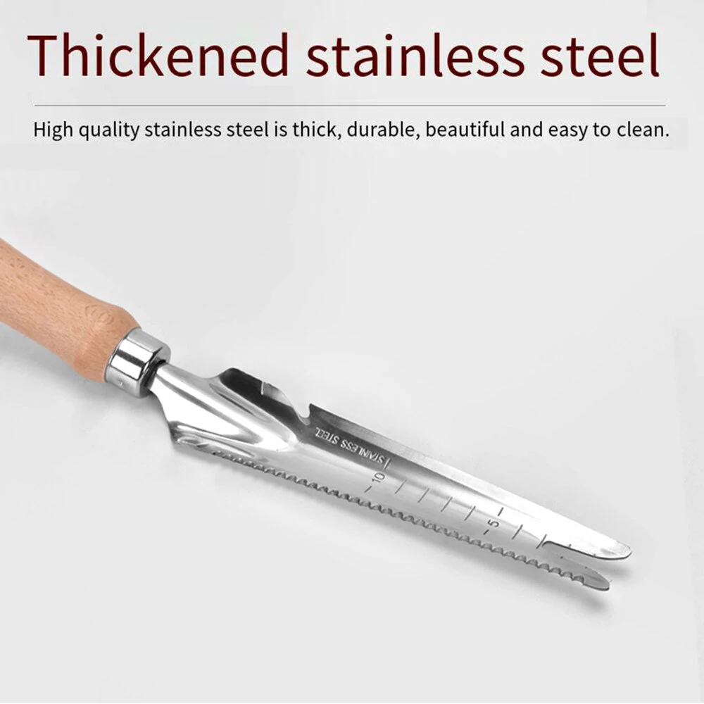 Stainless Steel Multi-functional Drafting Saw Shovel - Wooden Handle Grass Cutting Knife for Gardening - Image 4