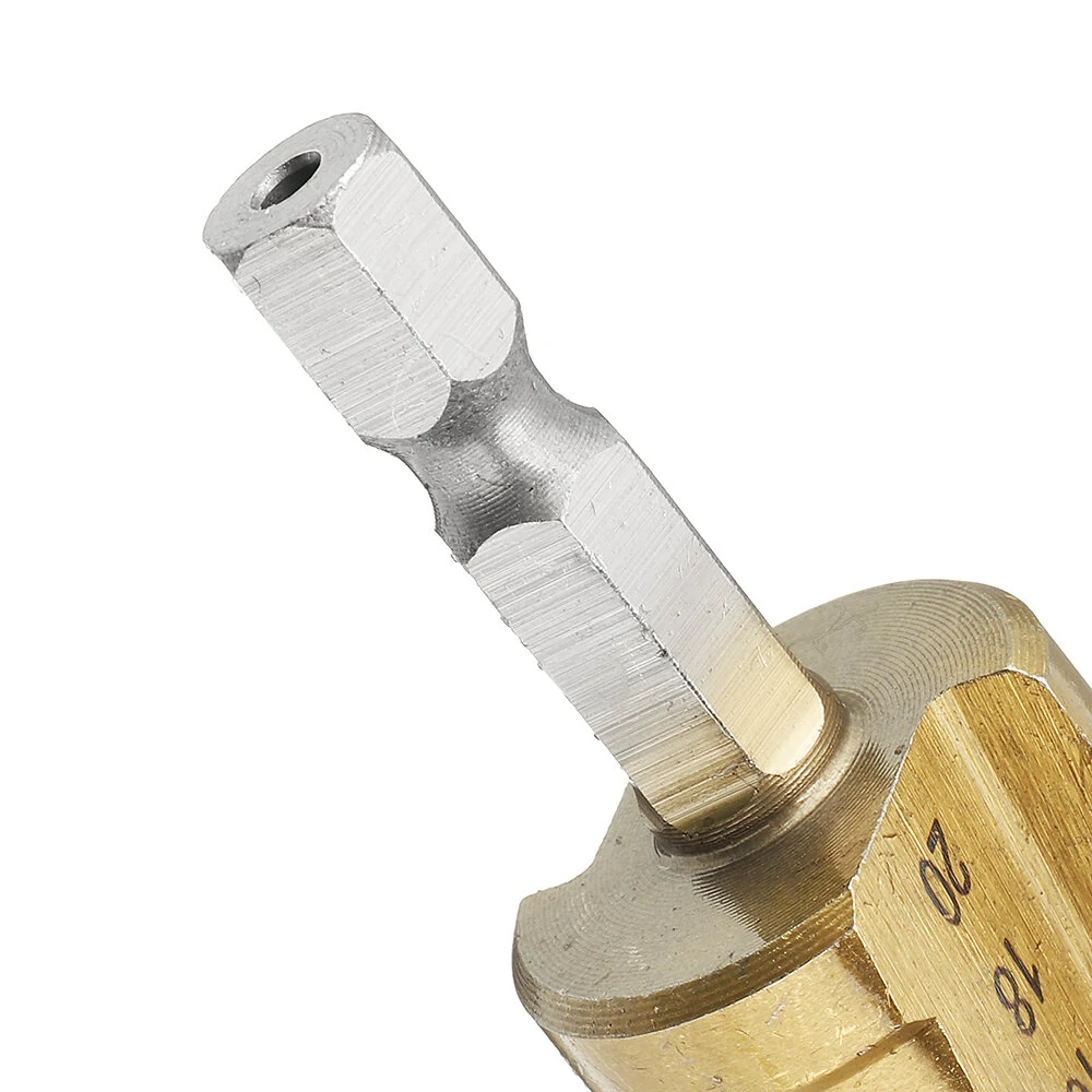 Drillpro 3Pcs HSS Titanium Step Drill Bit Set | 1/4 Inch Hex | 3-12mm & 4-20mm - Image 3