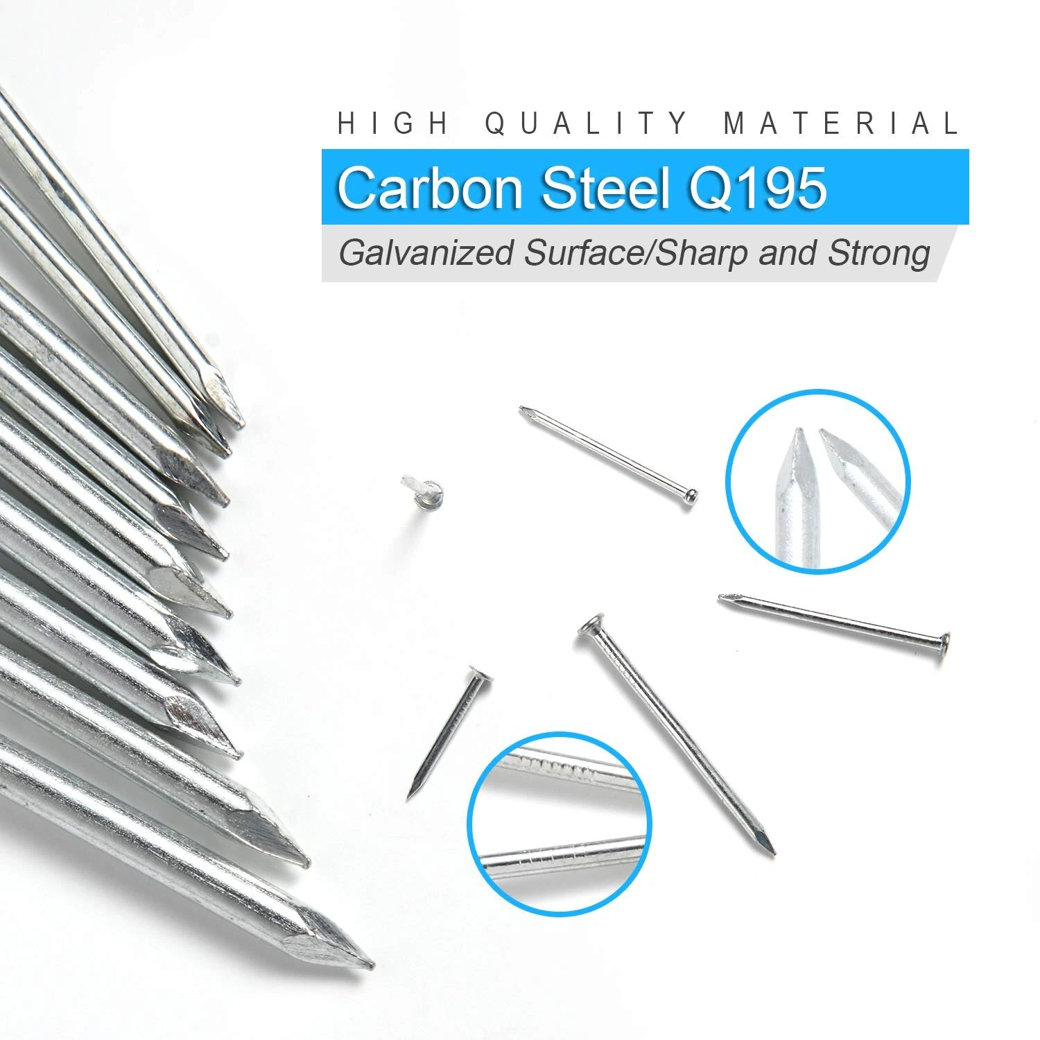 Premium Hardware Nails Assortment Kit - 376PCS Carbon Steel Galvanized - 2 to 3/4 Sizes - With Storage Box for DIY Woodworking - Image 4