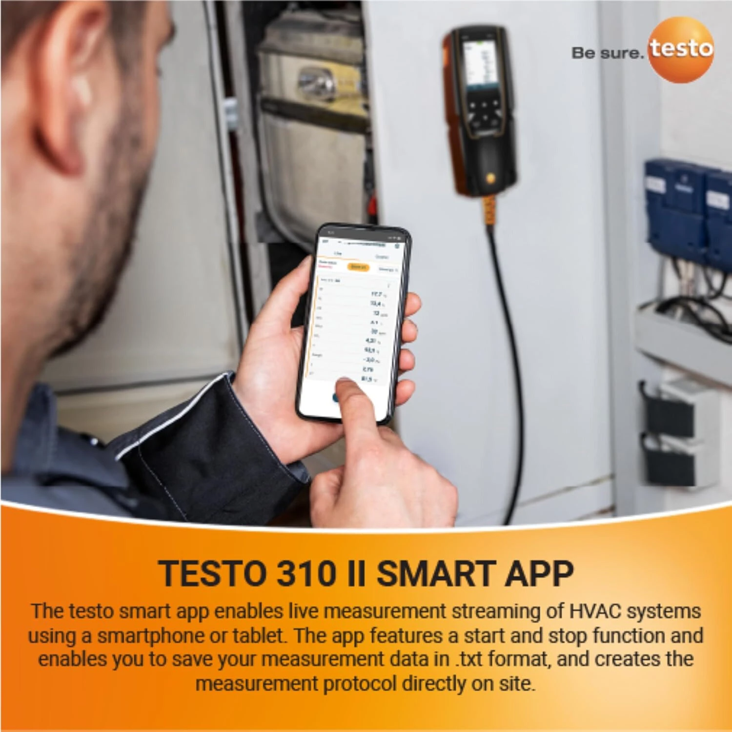 Testo 310 II Combustion Analyzer | Flue Gas, Temperature & Pressure Tester | HVAC Gas Leak Detector with Smart App - Image 3