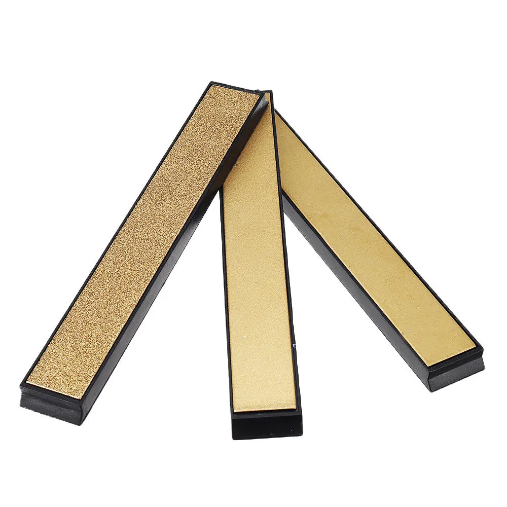 Drillpro 3Pcs Titanium Diamond Knife Sharpener - 80/600/1000 Grit Whetstone with Base - Image 2