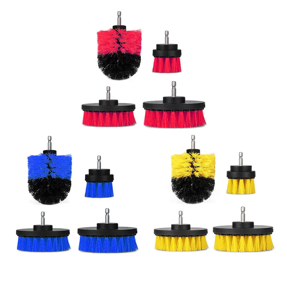 4pcs 2/3.5/4/5 Drill Brush Kit Tub Cleaner Scrubber Yellow/Red/Blue - Image 2