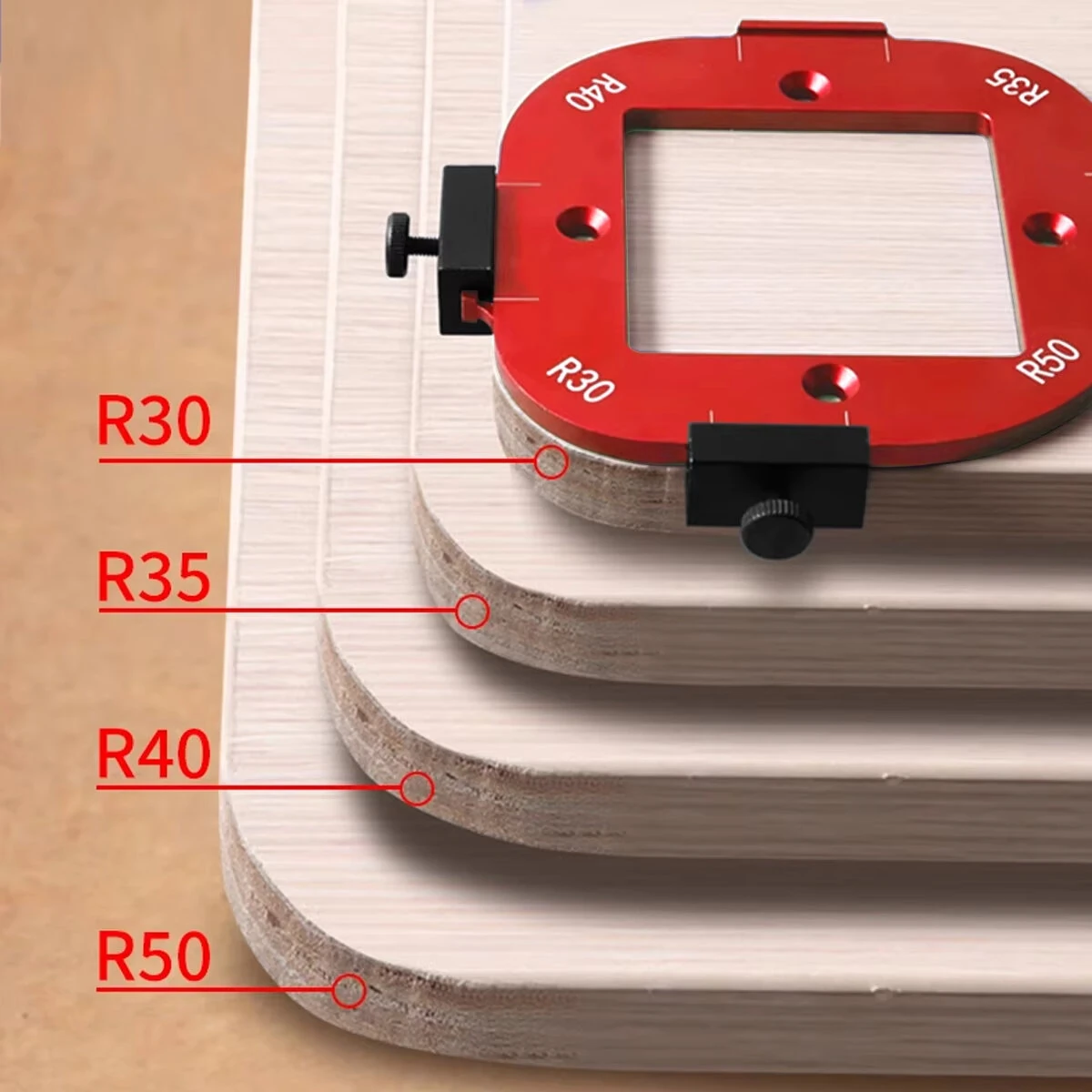 Aluminum Router Table Corner Template Set - R10 to R50 Arc Cutting | High Precision Woodworking Tool - Image 3
