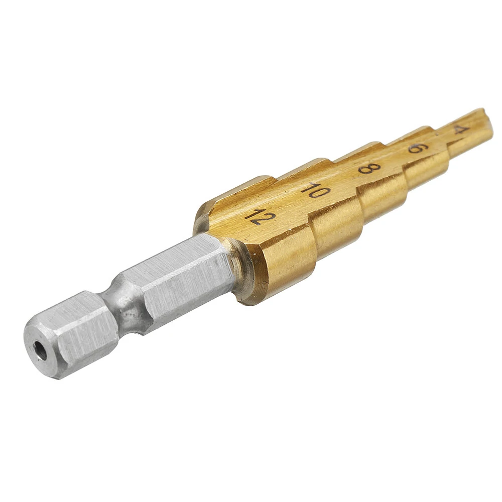 Drillpro 3Pcs HSS Titanium Step Drill Bit Set | 1/4 Inch Hex | 3-12mm & 4-20mm - Image 5