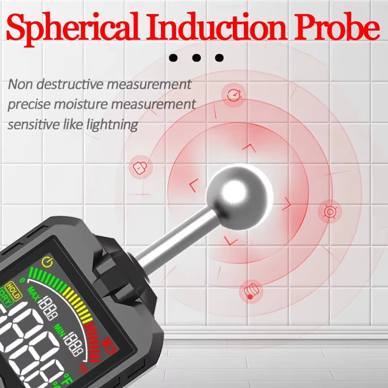 ZL62A ZL62B Spherical Induction Moisture Meter - High Precision 0.1-99.9% Range | Portable Wood Wall Tester - Image 4