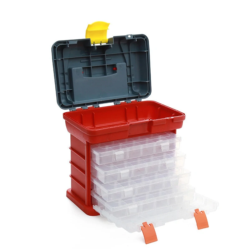 Plastic Fishing Tackle Box - 4 Layer Storage for Lures, Screws & Tools - Image 3