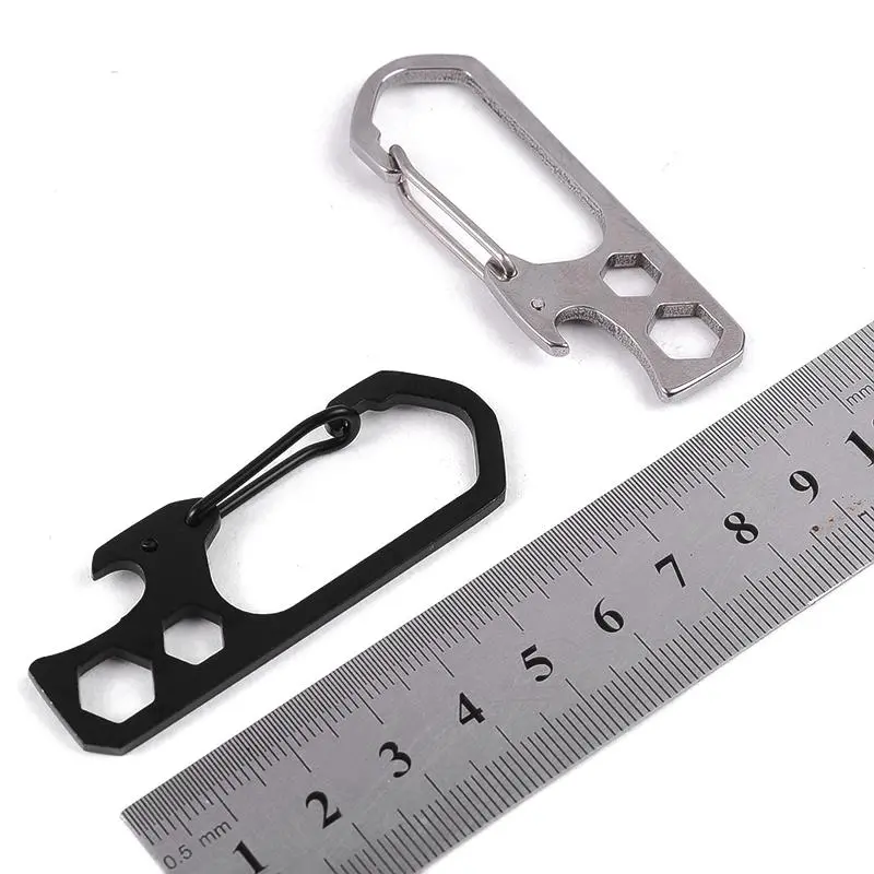 Stainless Steel Multi Tool - Carabiner Key Ring with Bottle Opener & Hex Wrench - Image 3