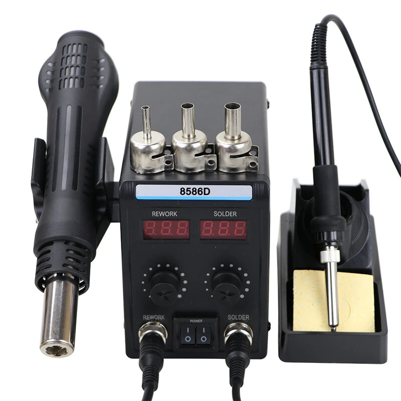 8586D Soldering Station 750W | 2-in-1 Hot Air Gun & Soldering Iron | Adjustable Temp 100-480°C - Image 2