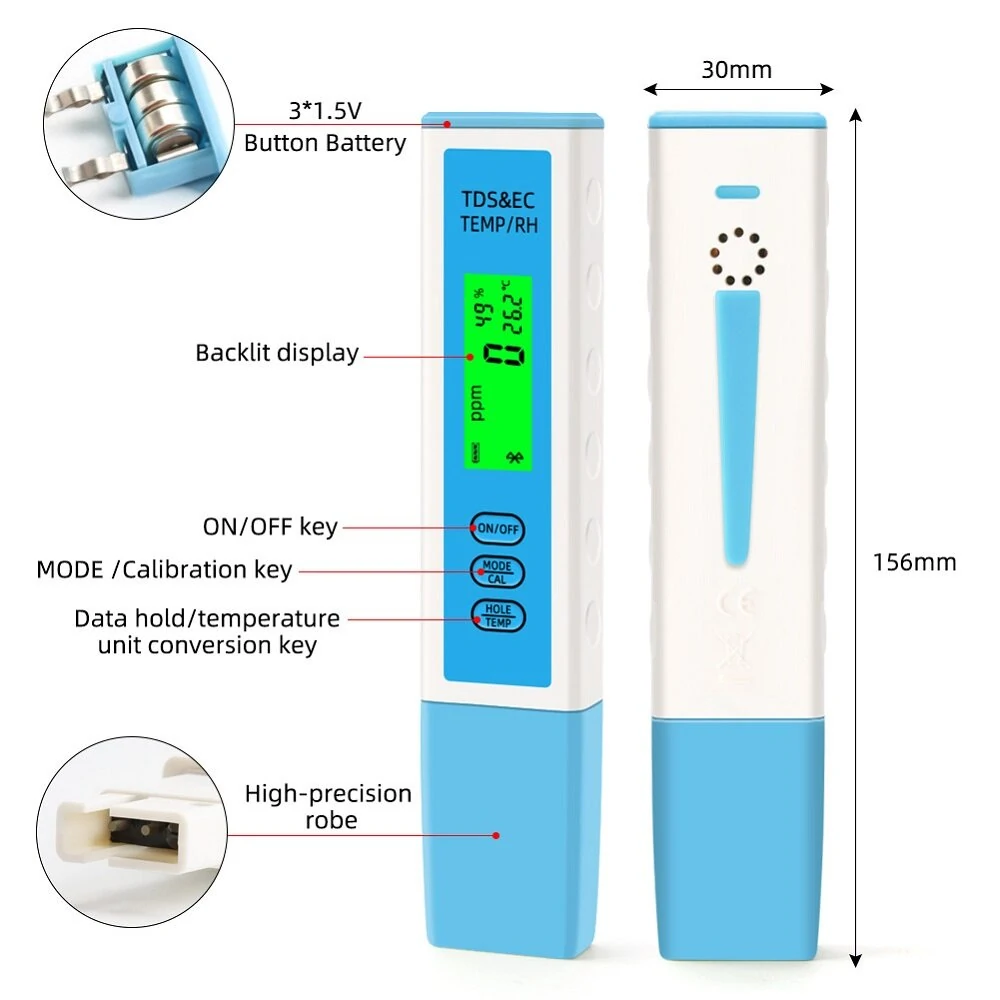 CCOWAY OW-EC01 Water Test Pen | TDS, EC, Temperature, Bluetooth APP Control - Image 2