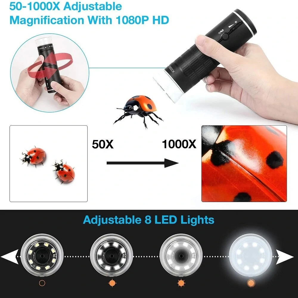 Wireless Digital Microscope 50X-1000X | USB HD Inspection Camera with Stand for Phone PC - Image 4