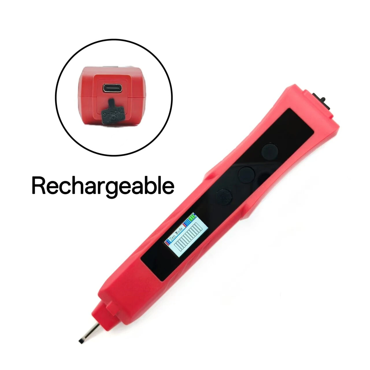 5 in 1 Non-Contact Voltage Tester Pen | 12V-500V AC | Rechargeable with TFT Screen & LED Flashlight - Image 4