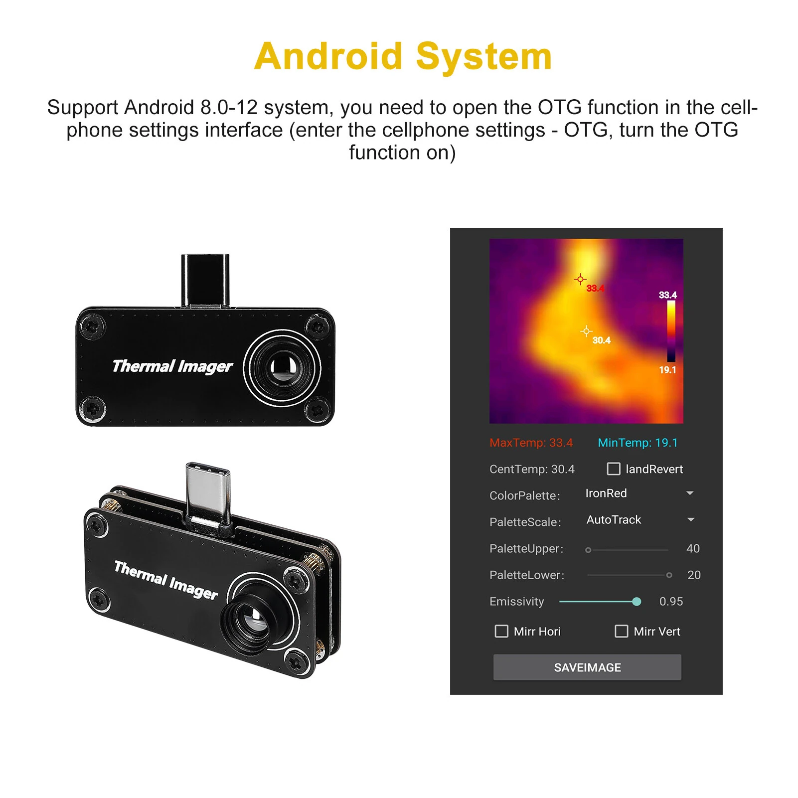 TIOP01 32x32 Thermal Imager | -20 to 1000°C | Type-C for Android - Image 4