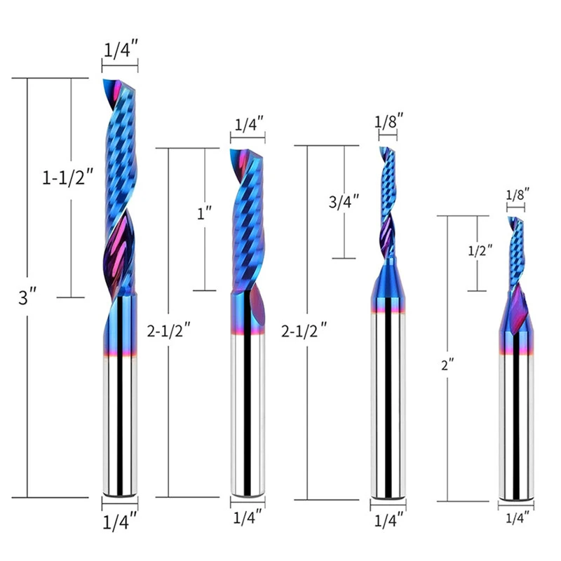 YK20 Alloy CNC Router Bit - 1/4 Inch Shank Spiral Cutter for Aluminum & Brass | 35 Degree Angle - Image 2