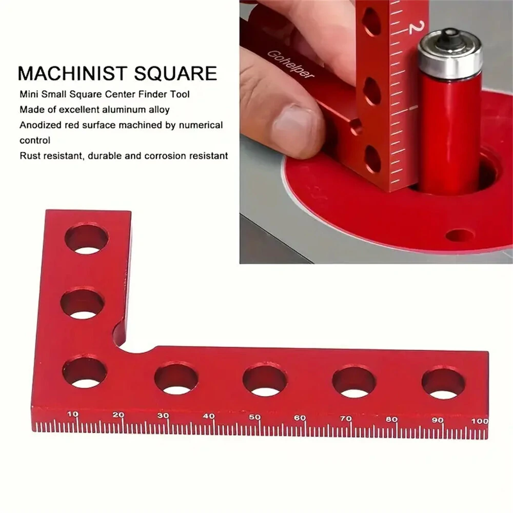 Small Square Center Finder Tool - 50x100mm Aluminum Alloy - Precise 90° Marking Ruler - Image 4