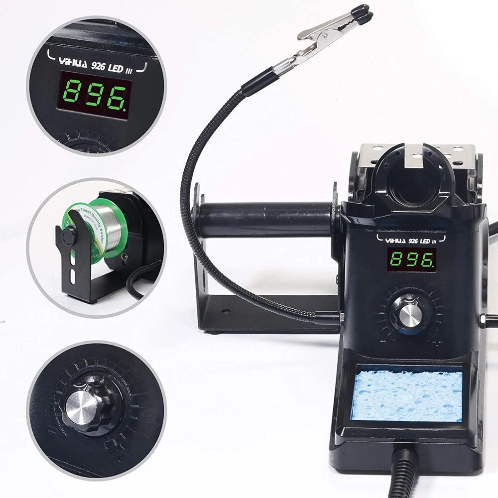 YIHUA 926 III 60W Soldering Station - Digital Adjustable Temp 194-896°F | with Helping Hands & Tips - Image 4