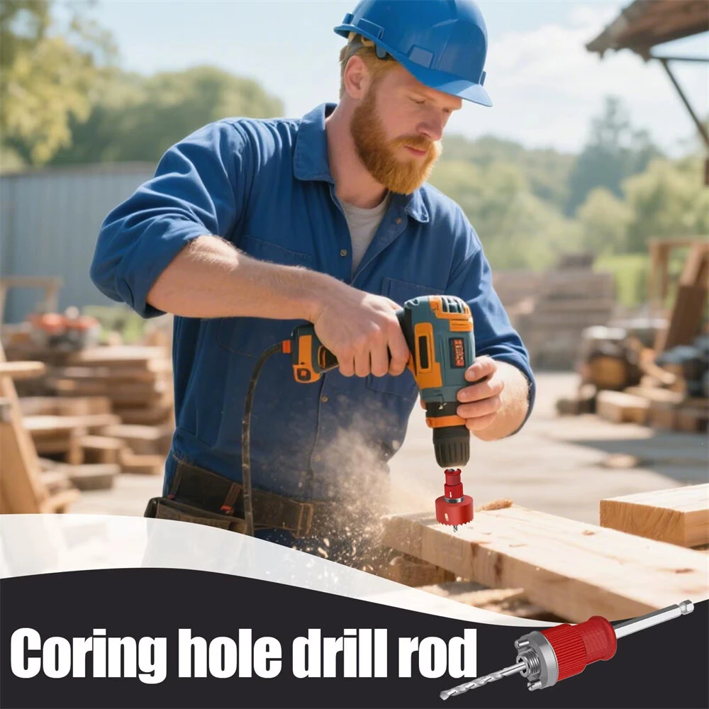 Quick Coring Hole Drill Rod - Carbon Steel Drill Bit 19.5cm | Multi-Material for Wood, Acrylic, Aluminum & Iron | High Hardness Wear Resistant - Image 3