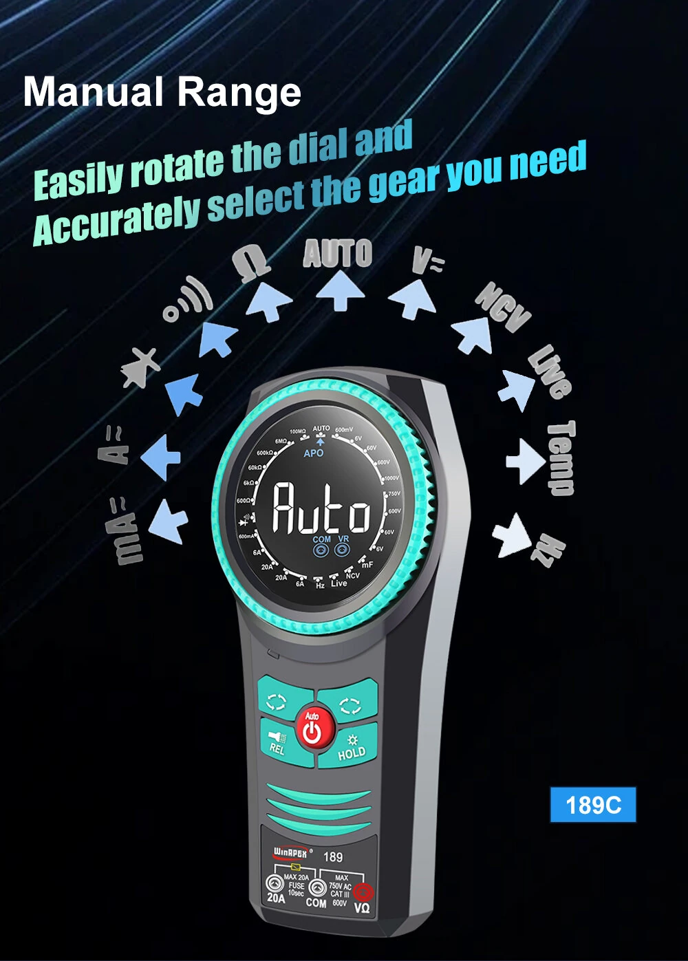 WinAPEX 189E Auto Range Smart Rotary Multimeter | 5999 Counts High Precision - Image 5