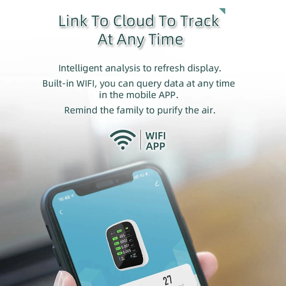 Tuya WIFI Air Quality Monitor - 8-in-1 CO2 HCHO TVOC PM2.5 Tester | Temp & Humidity - Image 3