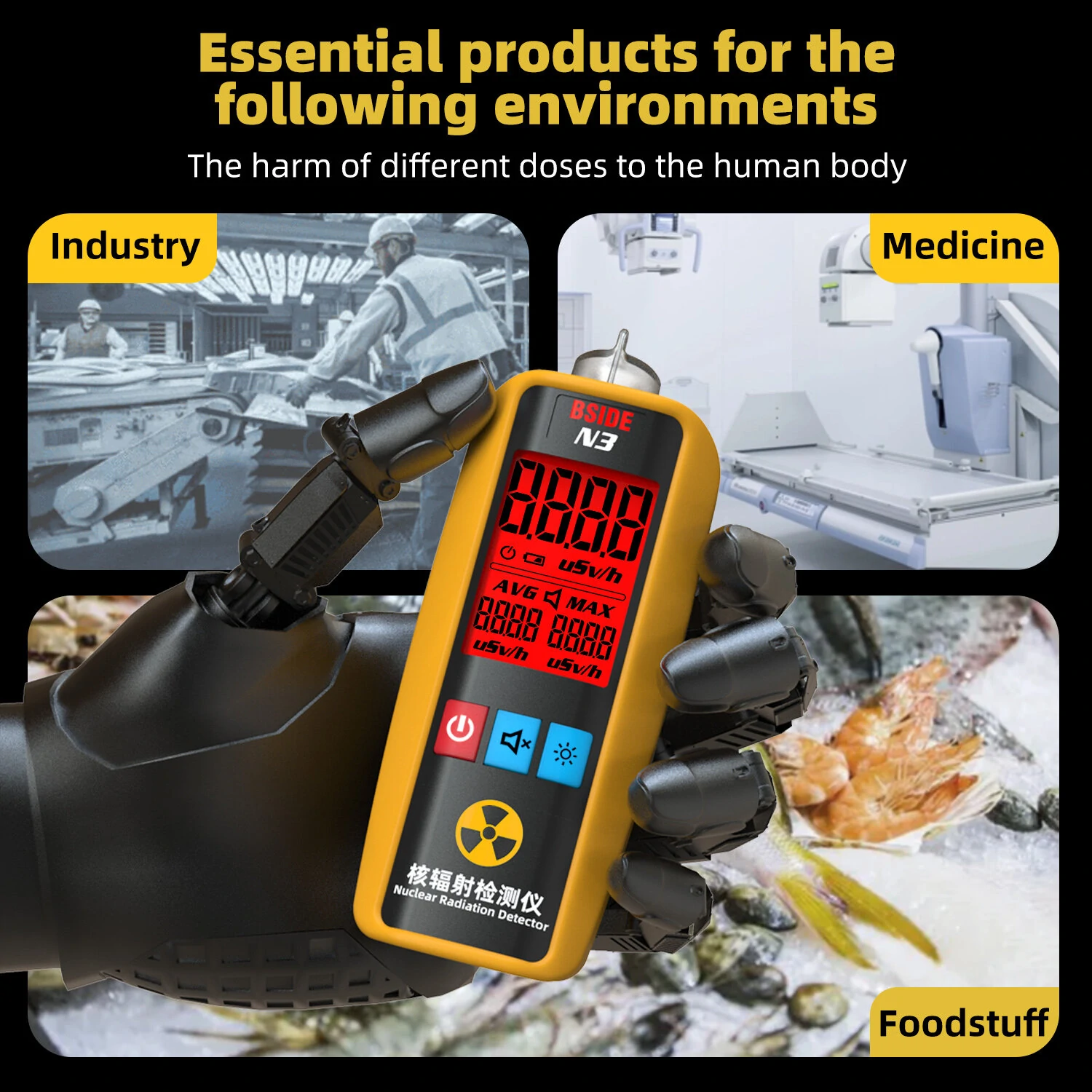 BSIDE N3 Portable Nuclear Radiation Detector | Geiger Counter Dosimeter for X-ray Gamma Beta - Image 4