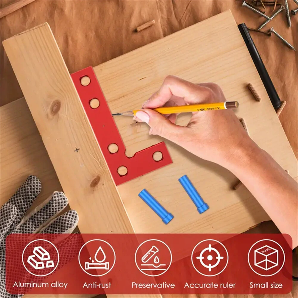 Small Square Center Finder Tool - 50x100mm Aluminum Alloy - Precise 90° Marking Ruler - Image 2