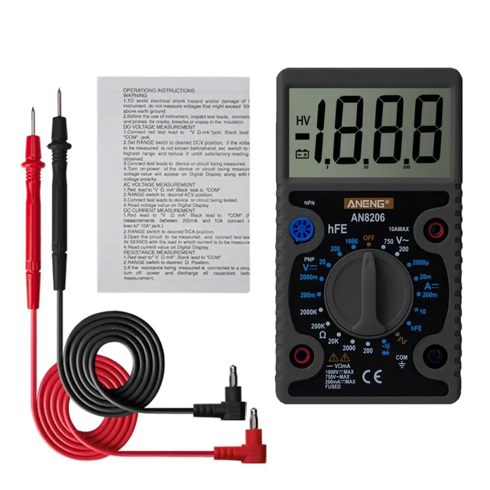 ANENG AN8206 Digital Multimeter - Large Screen, Square Wave Output, Voltage Current - Image 4
