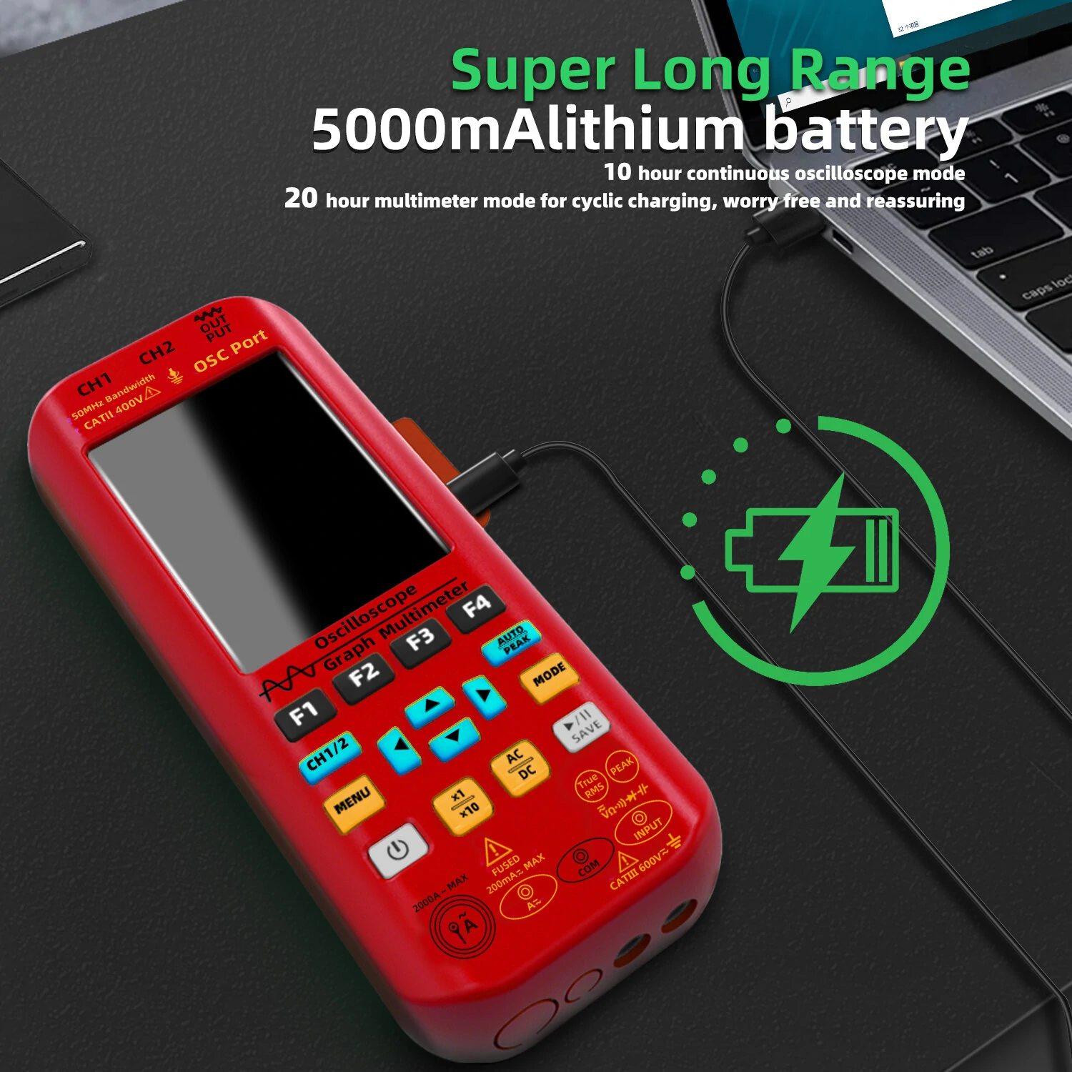 BSIDE O9 Handheld Oscilloscope - 2x50MHz Dual Channel | 3.98 TFT Display | 250MSa/s with Waveform Save - Image 4