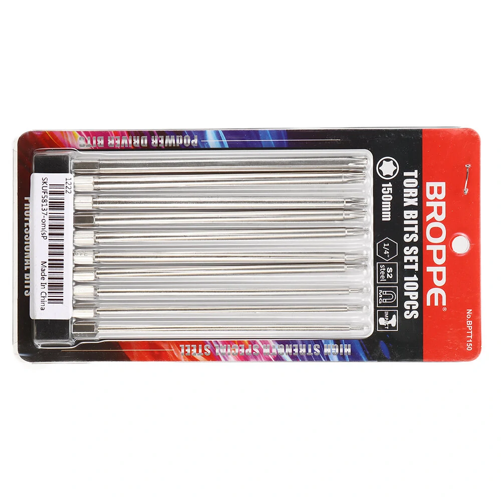 BROPPE 10Pcs S2 Alloy Steel Torx Screwdriver Bits | T6-T40 | 1/4 Inch Hex - Image 2