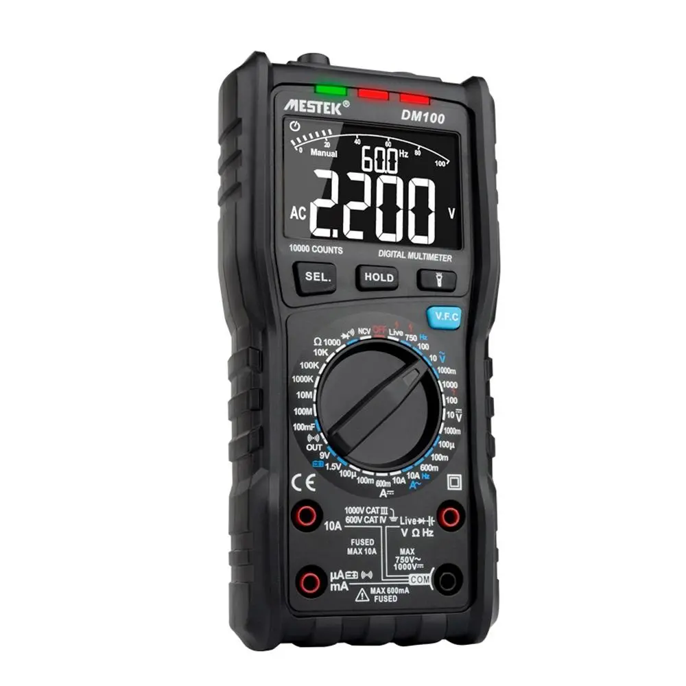 MESTEK DM100 Digital Multimeter | 10000 Counts, NCV, Temp, Anti-Burn Fuse - Image 4