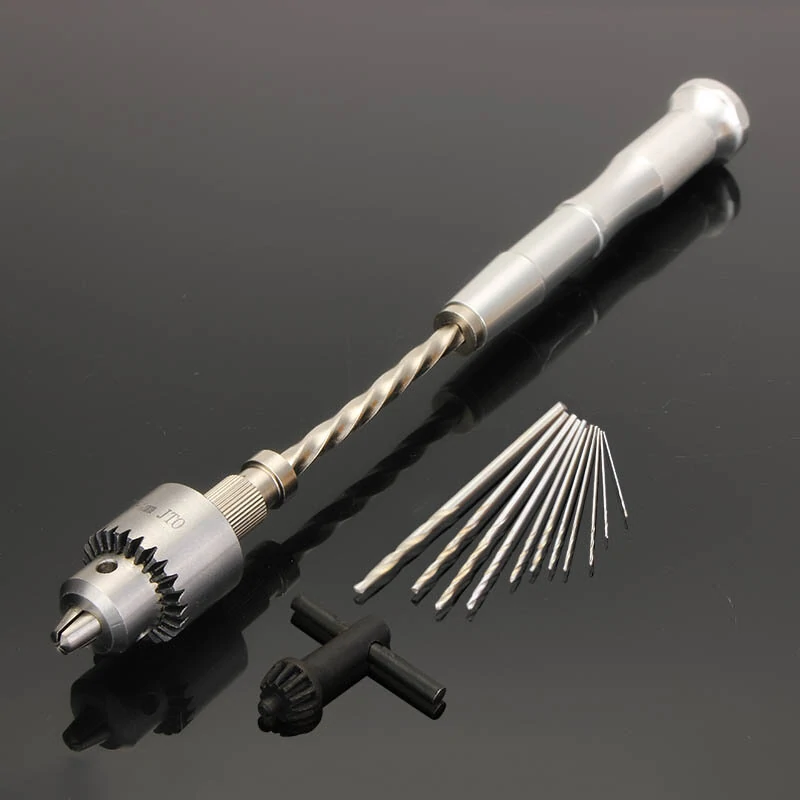 Mini Hand Drill Semi-Automatic | 0.3-4.0mm Chuck with 10 Twist Drills & Reamer - Image 2