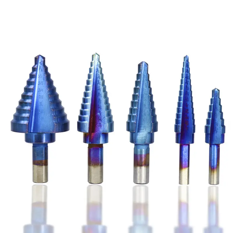 HSS Nano Blue Coated Step Drill Bit Set - 6Pcs with Center Punch | Hole Cutter - Image 3