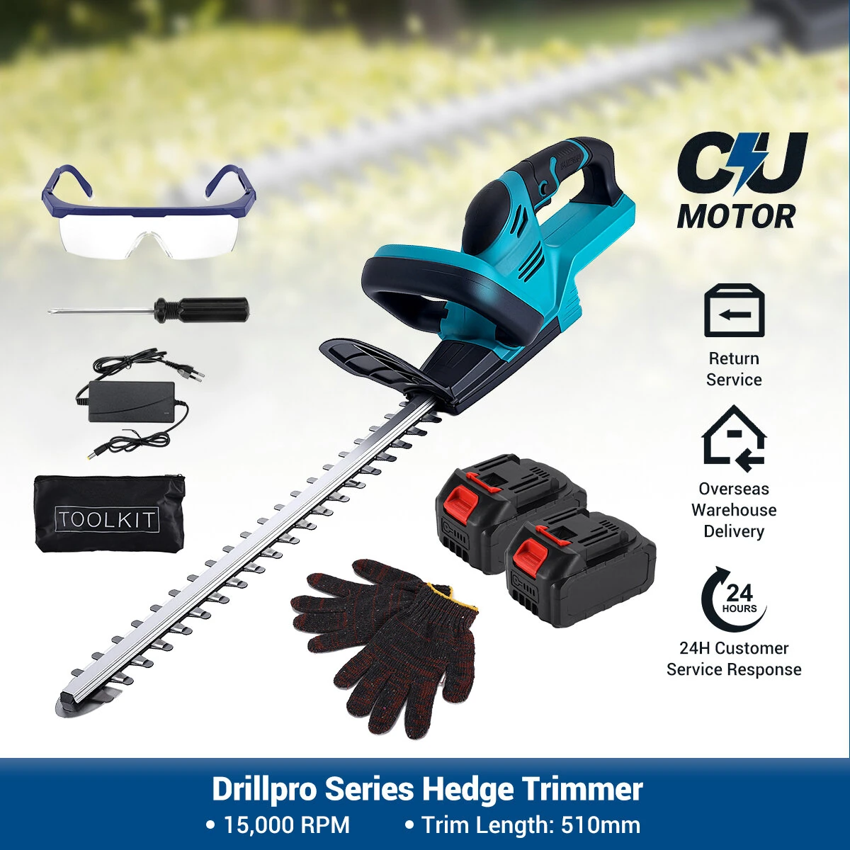 Drillpro 18V Cordless Hedge Trimmer - 510mm SK5 Blade | 2000W 15000 RPM - Image 2