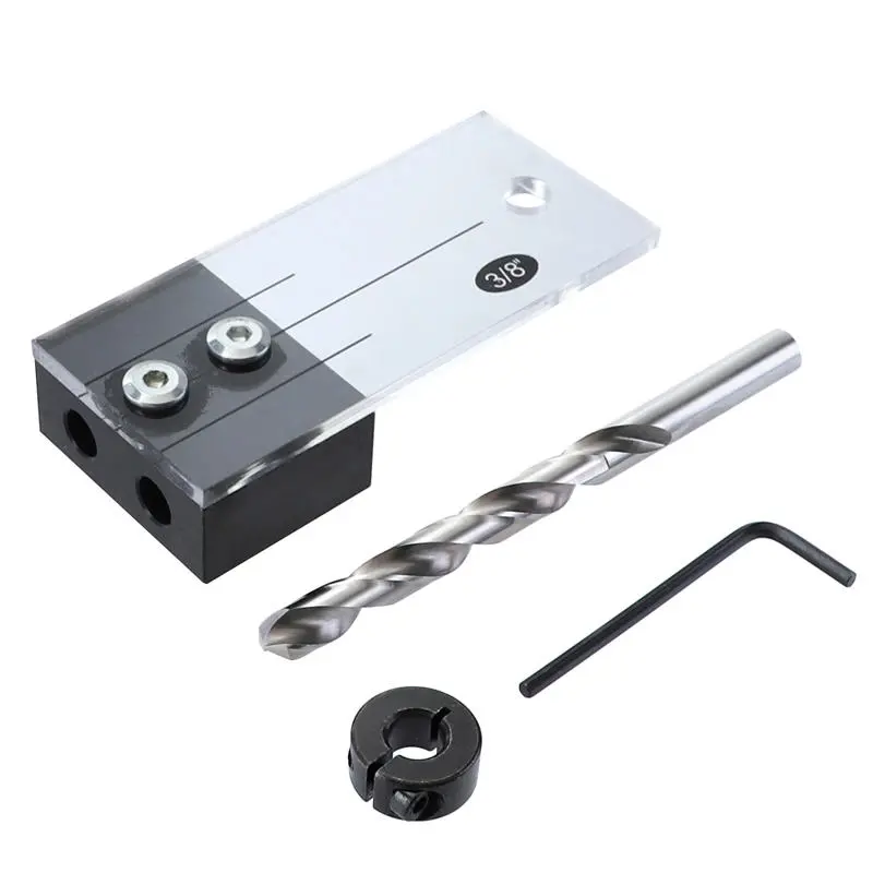Dowel Jig | Acrylic Hardened Steel Pocket Hole Jig - 1/2, 3/8, 1/4 Inch Drill Guide - Image 2