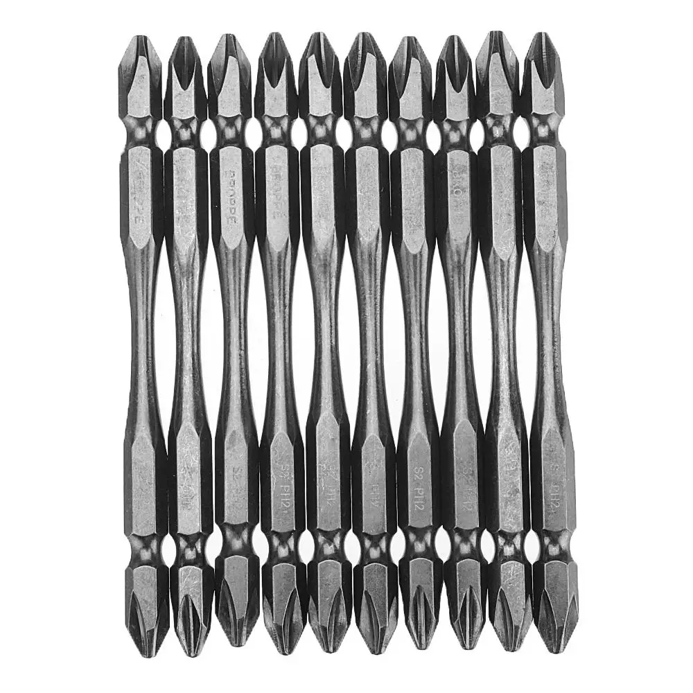 BROPPE 11Pcs PH2 S2 Alloy Steel Screwdriver Bit Set - 100mm Double Head with Magnetic Ring - Image 2