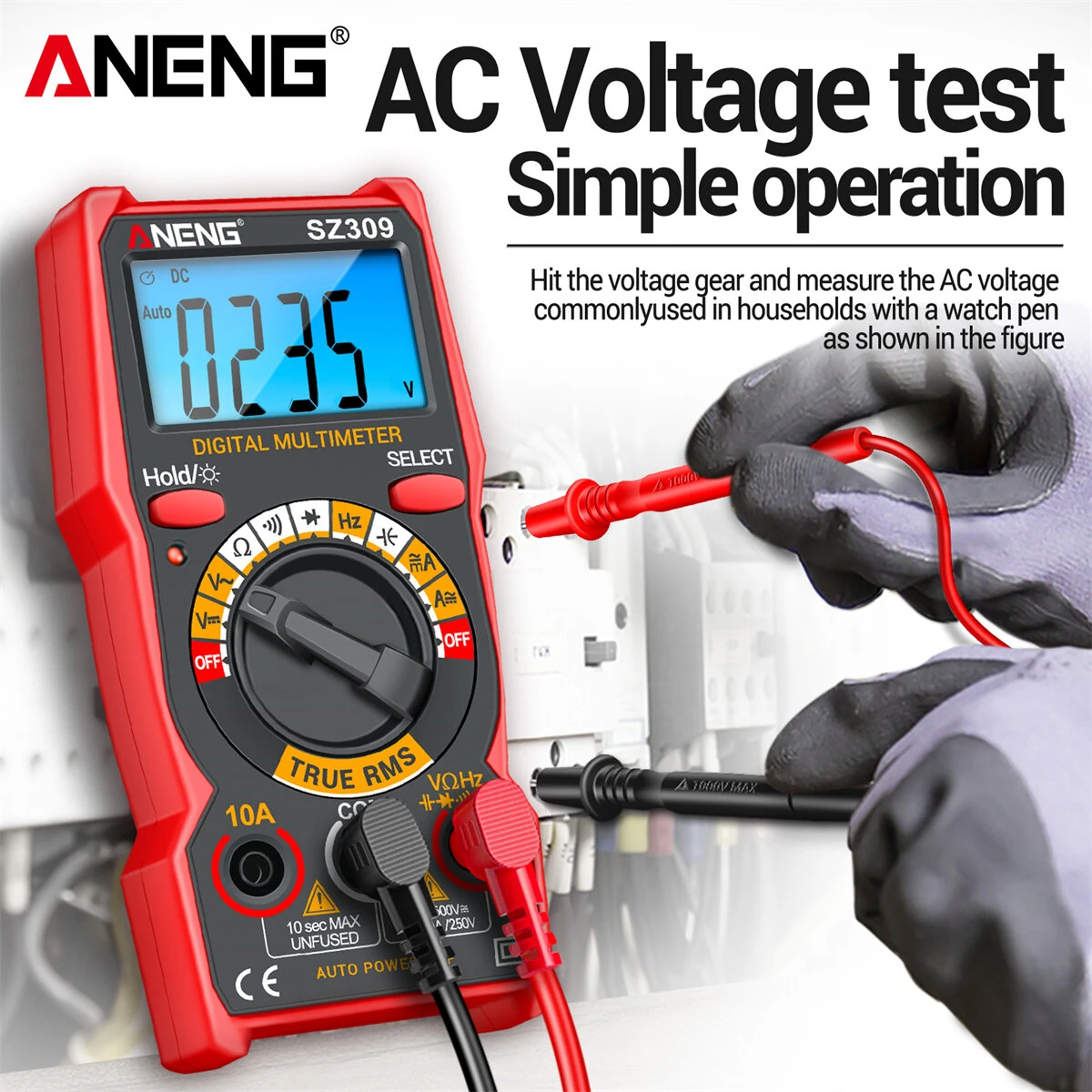 ANENG SZ309PRO Digital Multimeter - 600V 10A Tester | Capacitance & Frequency - Image 5