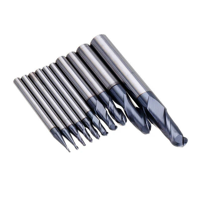 Drillpro Ball Nose Tungsten Carbide End Mill Cutter - R0.5-R5mm HRC55 TiAlN Coating - Image 3