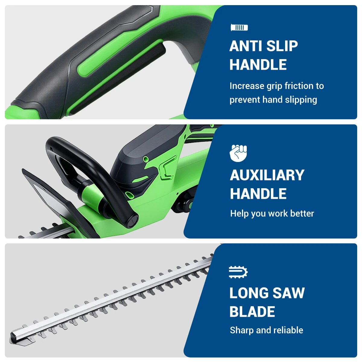 Drillpro Cordless Hedge Trimmer 21V 510mm Blade - Compatible with Makita Battery | 16mm Branch Capacity - Image 4