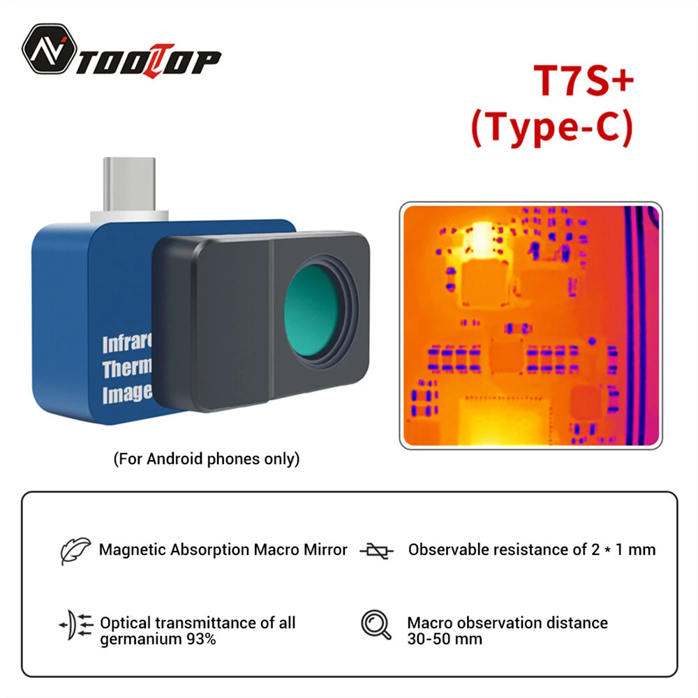 AV TOOLTOP T7S+ Dual-Lens Thermal Imager - 256x192 IR & 640x480 Camera | Visible Light Fusion - Image 2