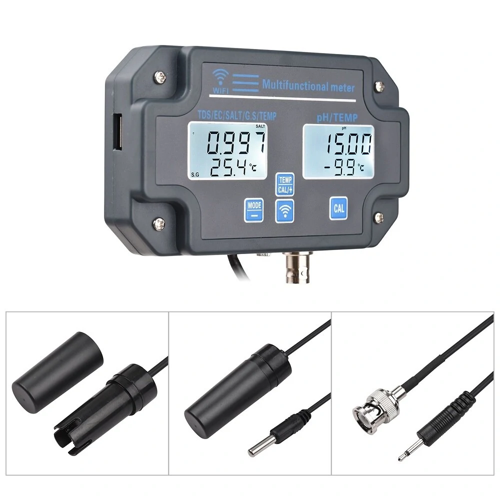 6-in-1 WiFi Water Quality Tester - PH EC TDS Salt Temperature | APP Remote Control - Image 4