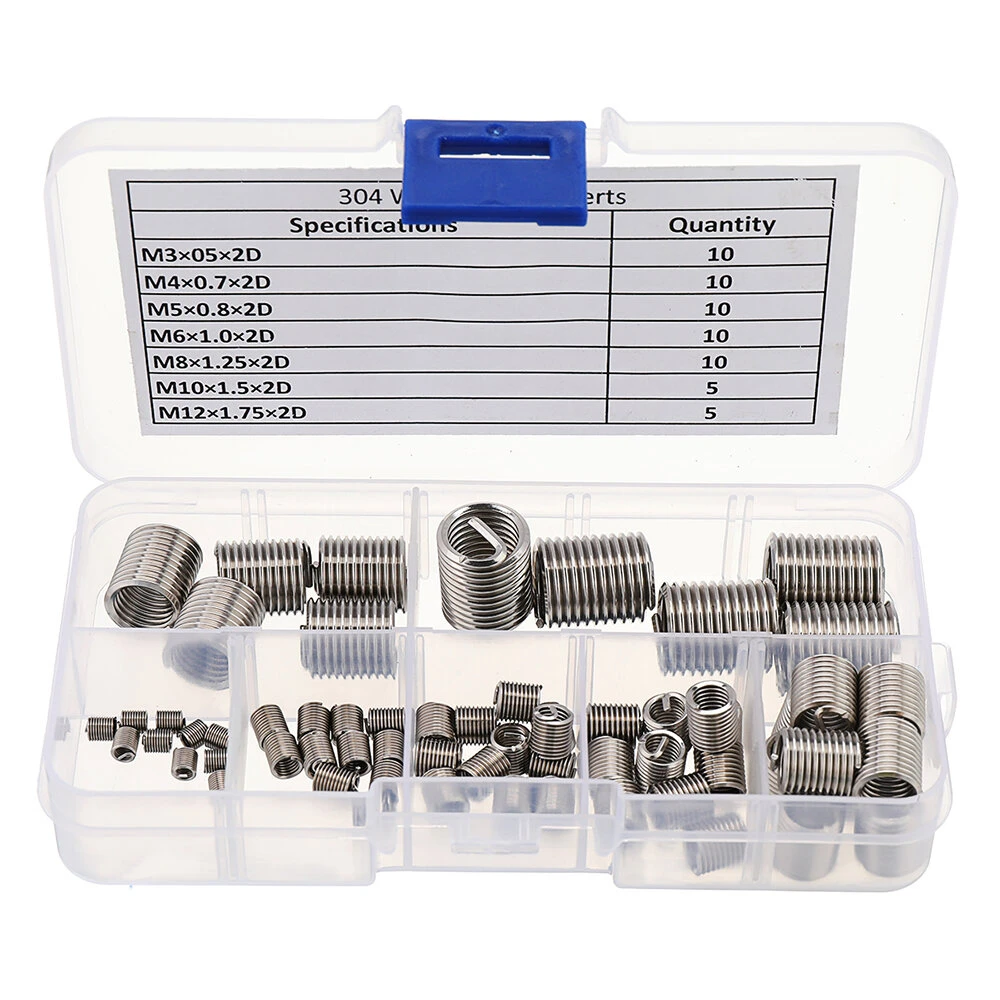 60PCS M3-M12 Thread Insert Set | Stainless Steel Screw Repair Kit | Wire Sleeve Set - Image 4
