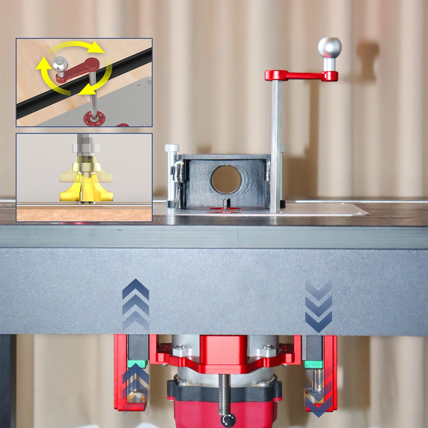 ENJOYWOOD Heavy Duty Router Lift System | Precision Router Table Lift for 65-107mm Routers - Image 5