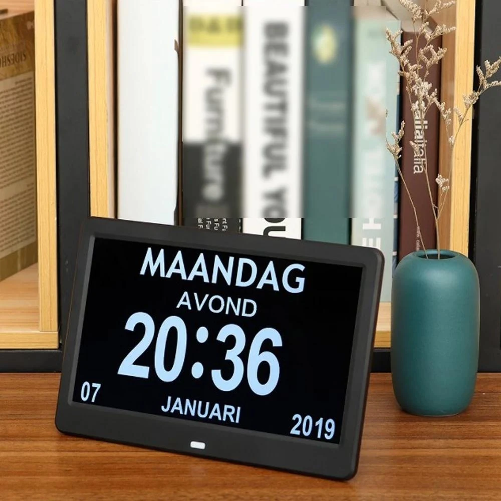 Large 10.1 Inch Digital Day Clock - High Definition Date & Time Display - Table Alarm Clock - Image 2