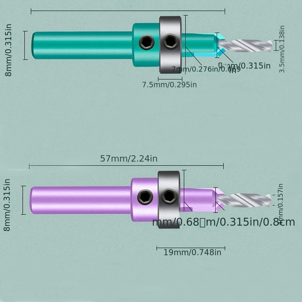 5PCS 8mm Shank HSS Countersink Drill Bit Set | Adjustable Depth Stop for Woodworking - Image 5