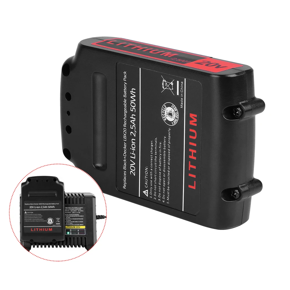 Black and Decker 20V 2.5Ah Battery Replacement - LBXR20 LBXR2520 Compatible - Image 4