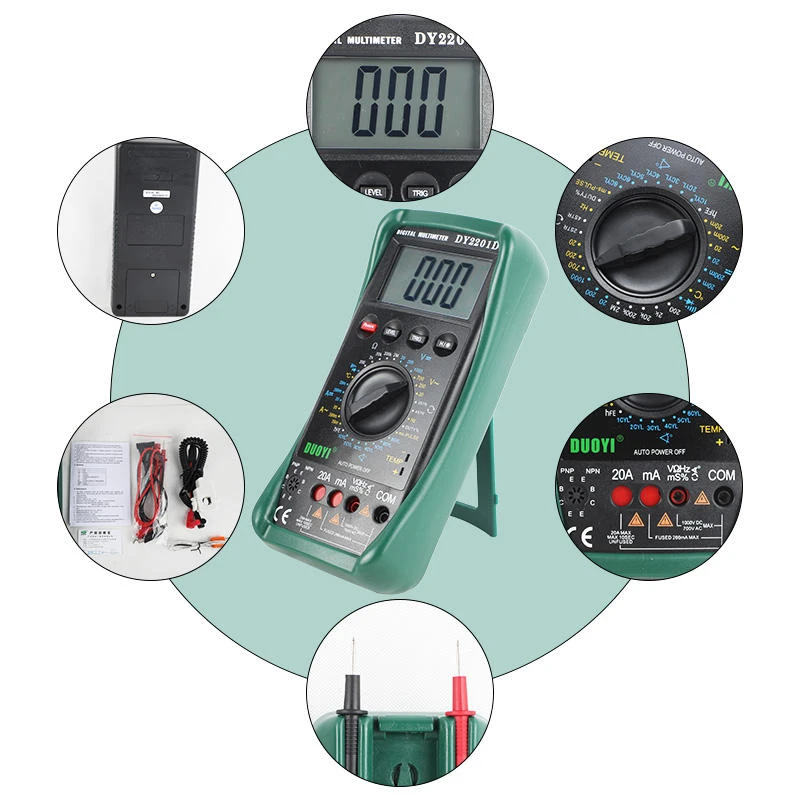 DUOYI DY2201D Automotive Multimeter - LCD Digital Tester with RPM & Temperature - Image 2