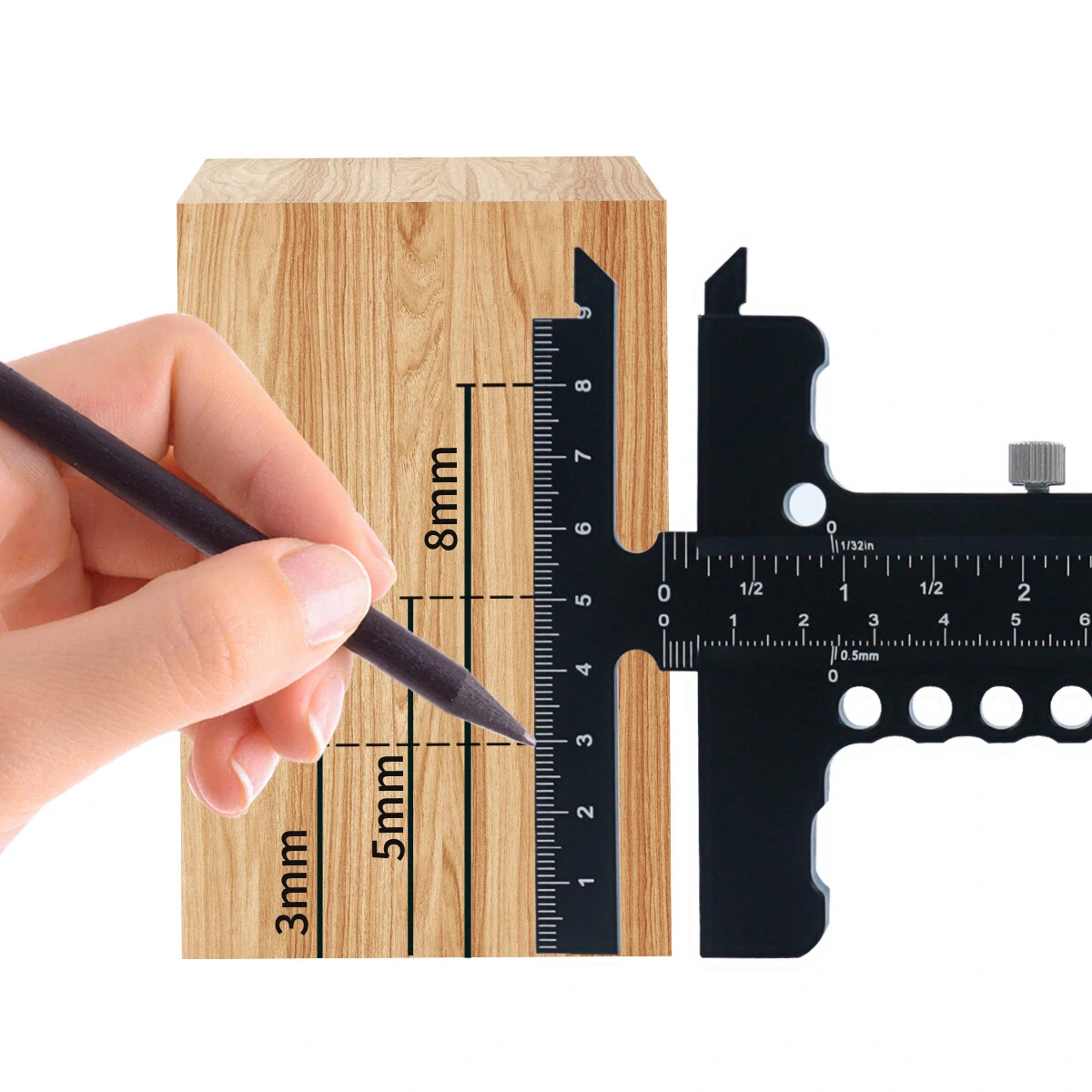 Premium Sliding Marking Gauge - Aluminum Alloy with Depth Gauge & T-Square - Image 5